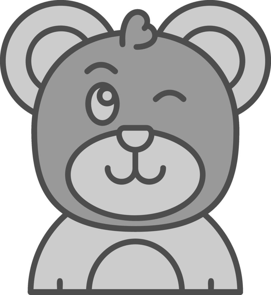 Wink Line Filled Greyscale Icon vector