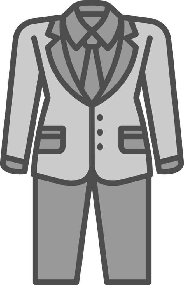 traje línea lleno escala de grises icono vector