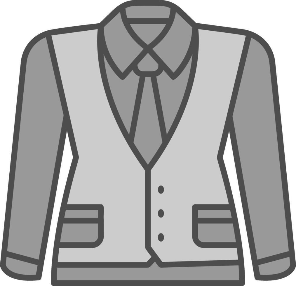 Waistcoat Line Filled Greyscale Icon vector