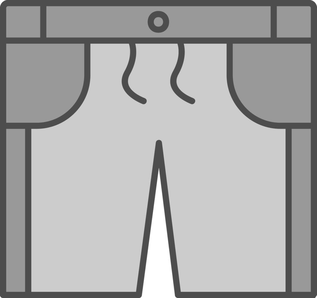 pantalones cortos línea lleno escala de grises icono vector