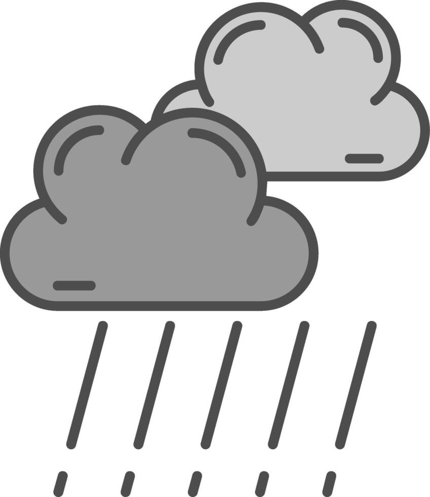 lluvia línea lleno escala de grises icono vector