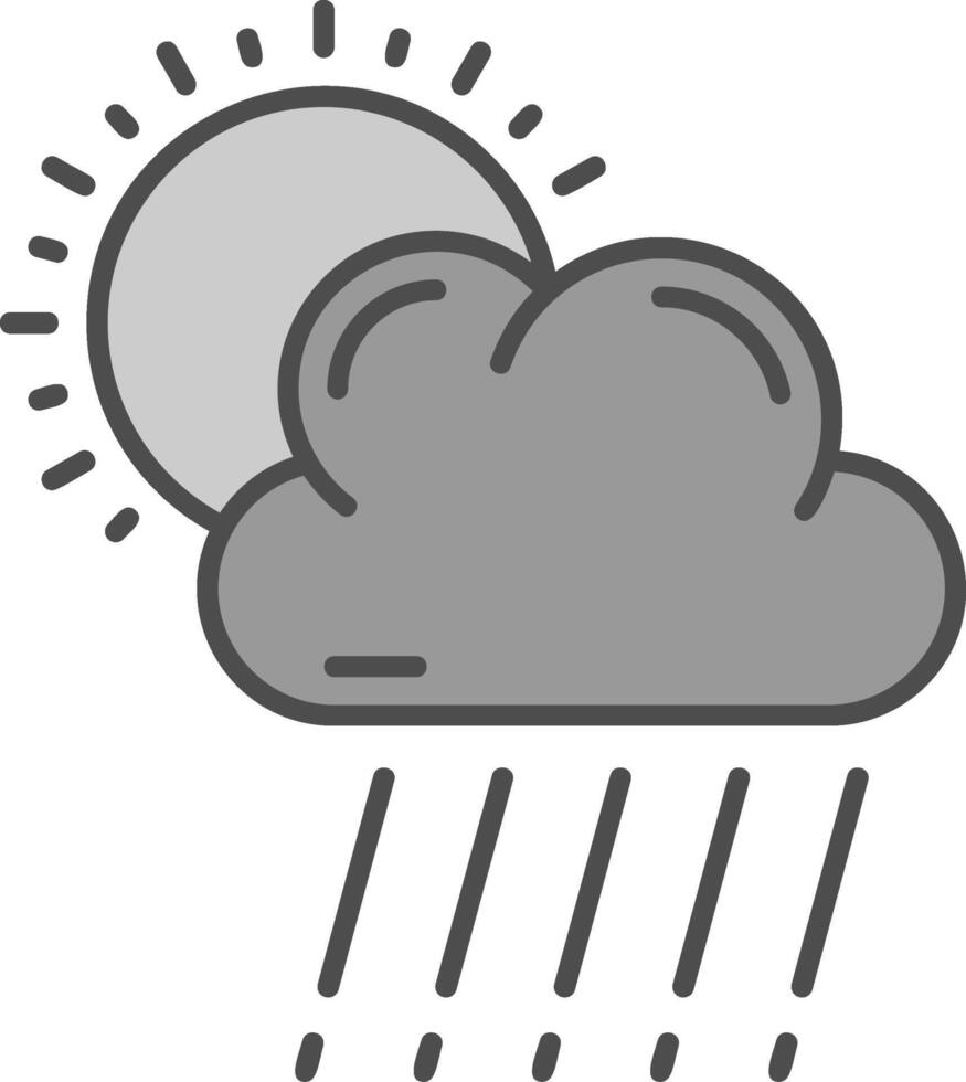 lluvia línea lleno escala de grises icono vector