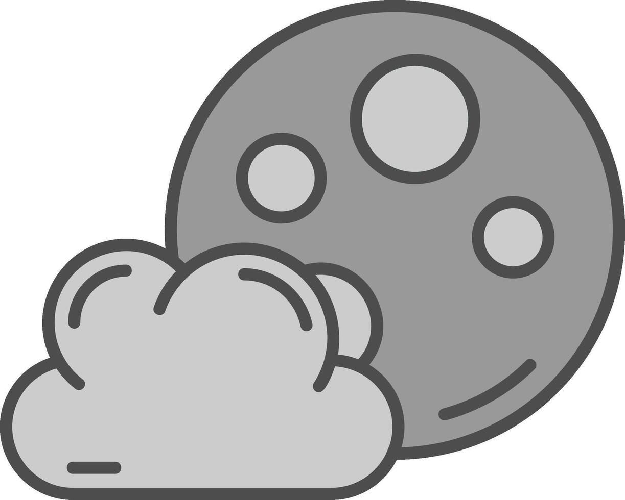 Moon Line Filled Greyscale Icon vector