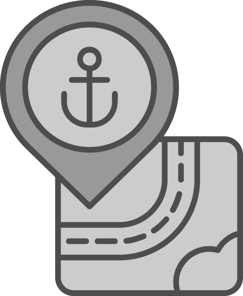 Port Line Filled Greyscale Icon vector