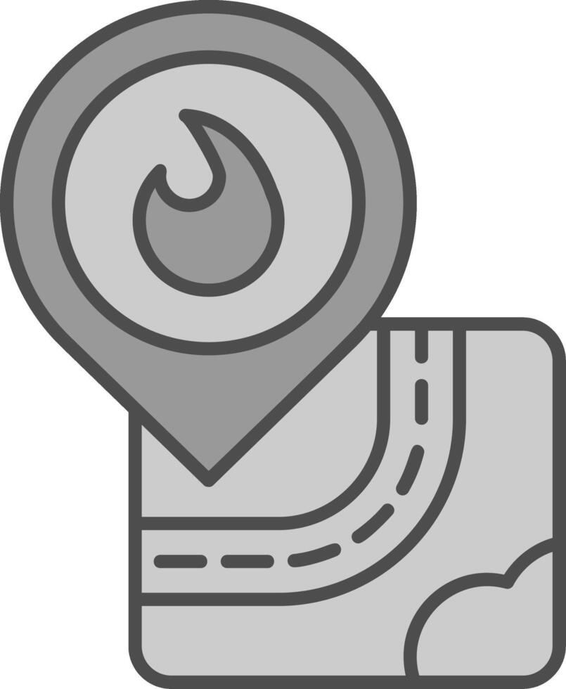Fire Line Filled Greyscale Icon vector