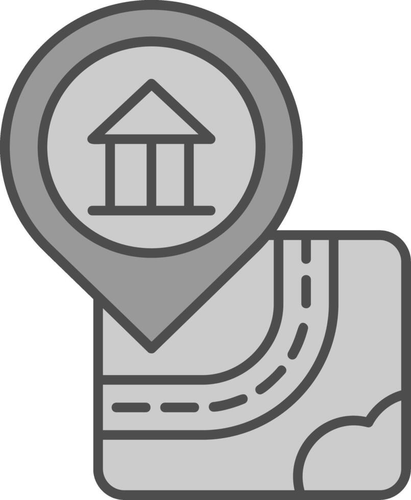 Bank Line Filled Greyscale Icon vector