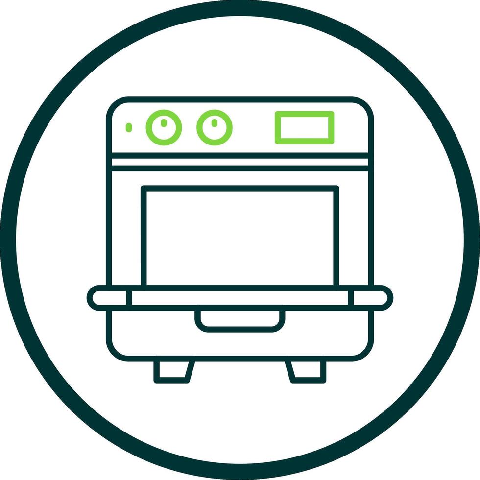 Dishwasher Line Circle Icon vector