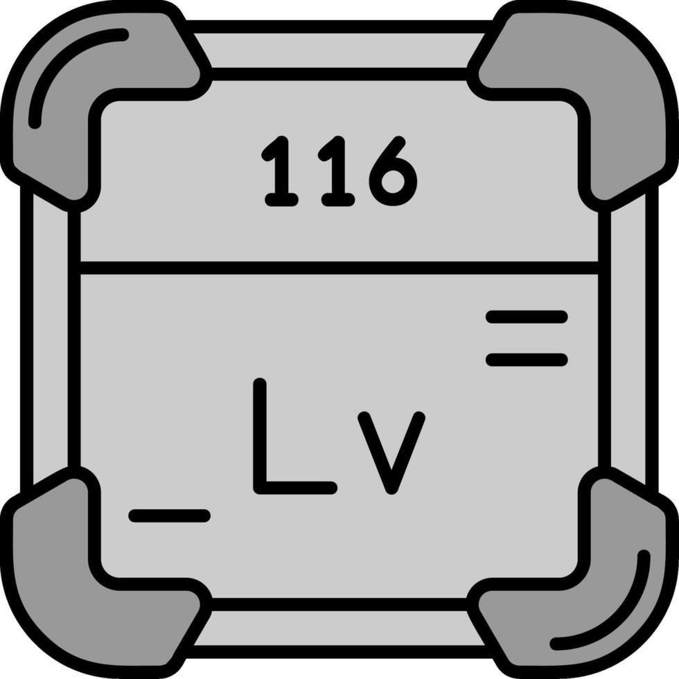 livermorium línea lleno escala de grises icono vector