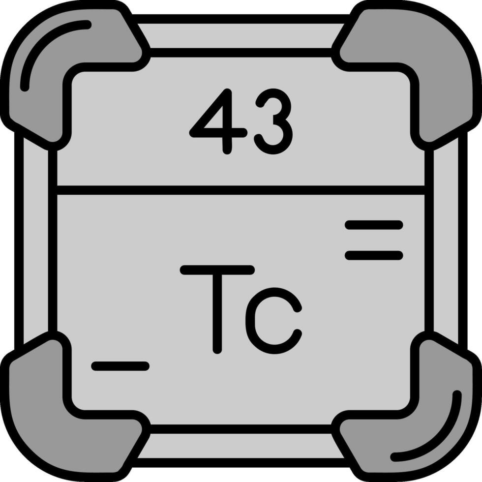 tecnecio línea lleno escala de grises icono vector