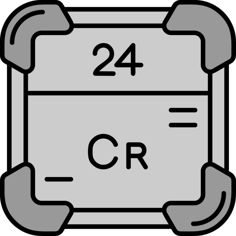 cromo línea lleno escala de grises icono vector