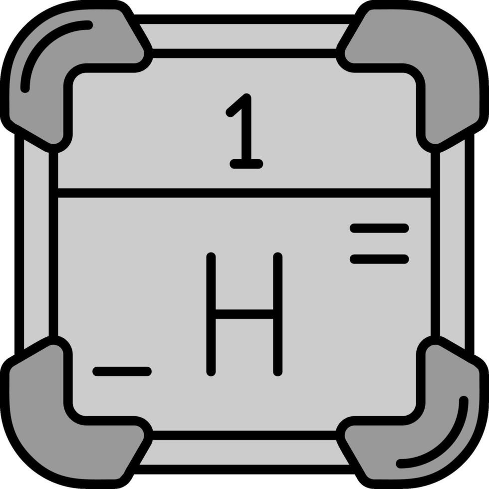hidrógeno línea lleno escala de grises icono vector