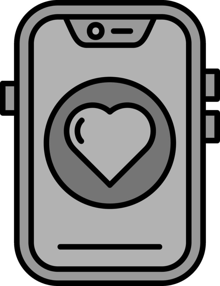 Heart Line Filled Greyscale Icon vector