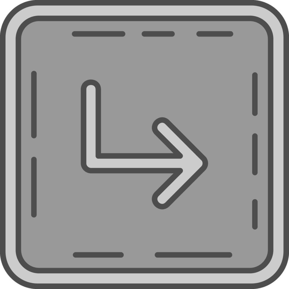 Turn Line Filled Greyscale Icon vector