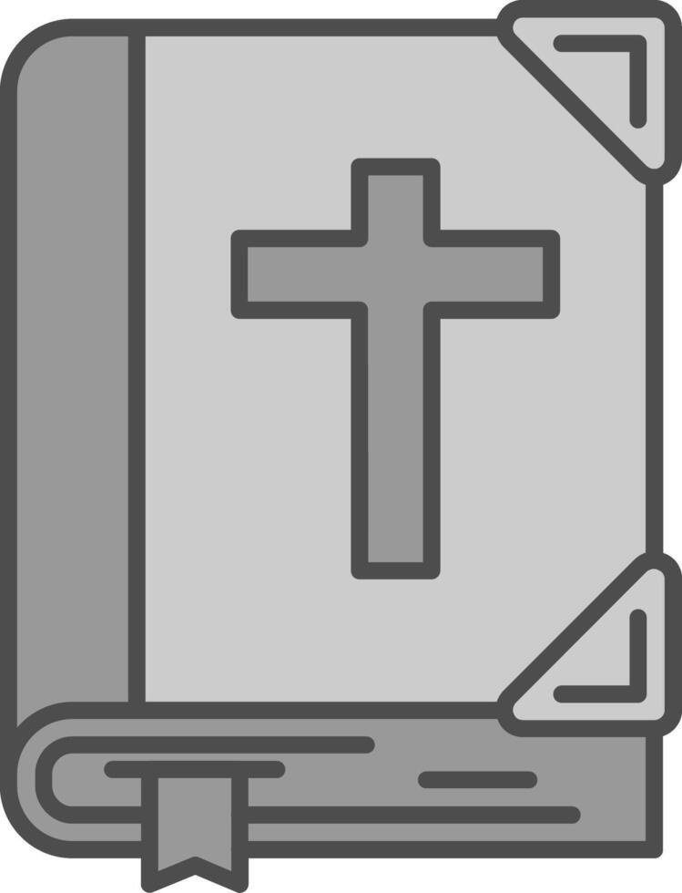 Biblia línea lleno escala de grises icono vector