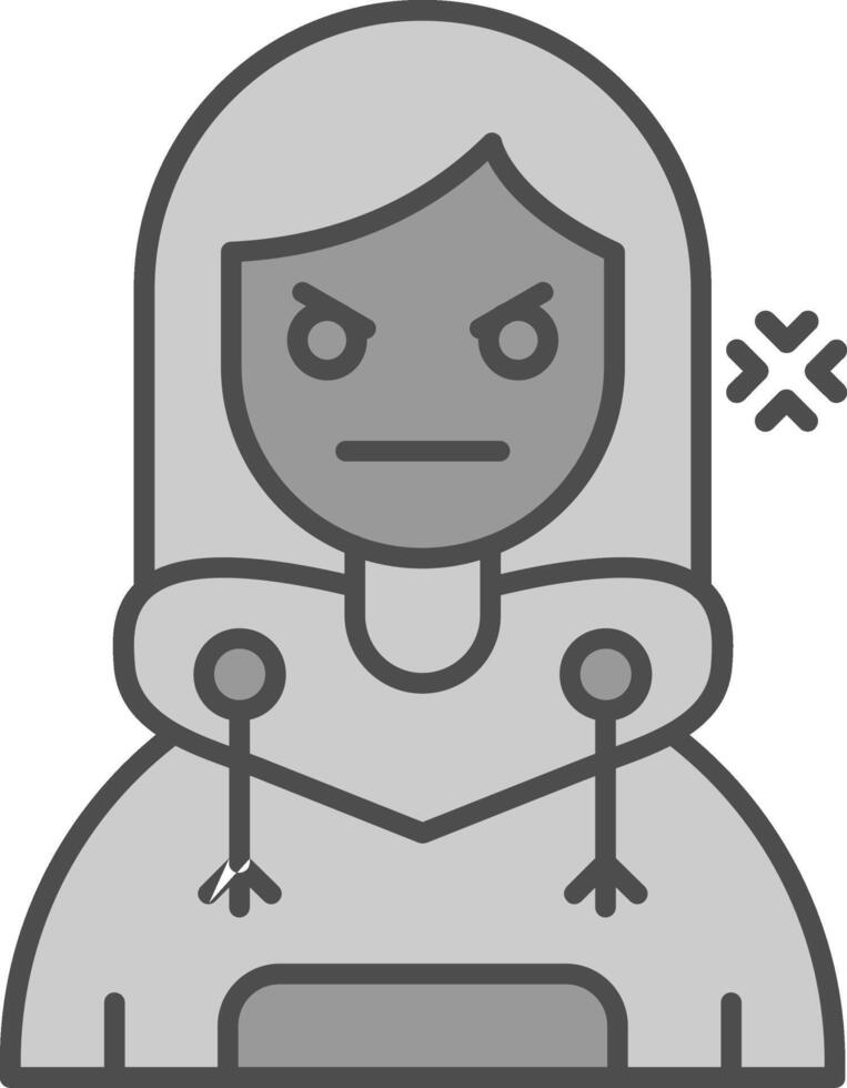 Angry Line Filled Greyscale Icon vector