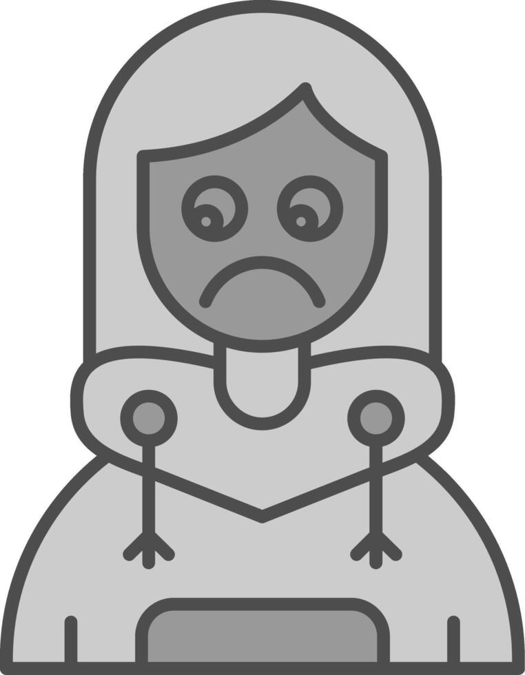 Sad Line Filled Greyscale Icon vector