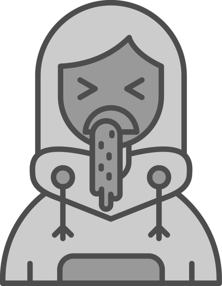 Vomit Line Filled Greyscale Icon vector
