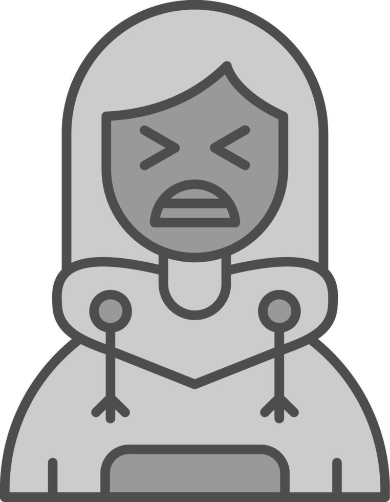 Anguish Line Filled Greyscale Icon vector