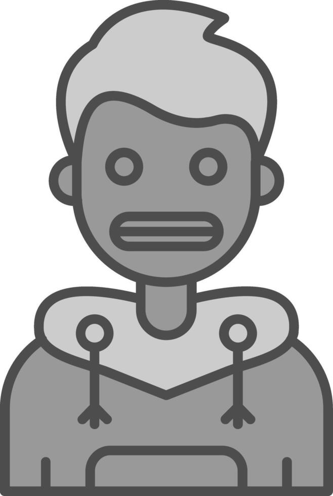 Shocked Line Filled Greyscale Icon vector