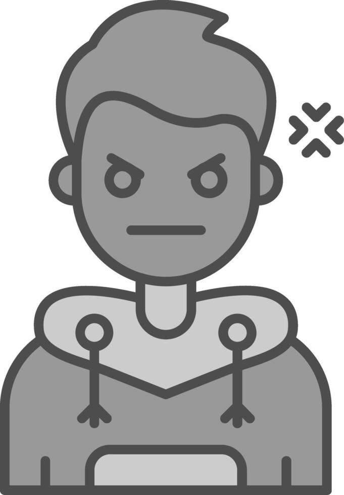 Angry Line Filled Greyscale Icon vector