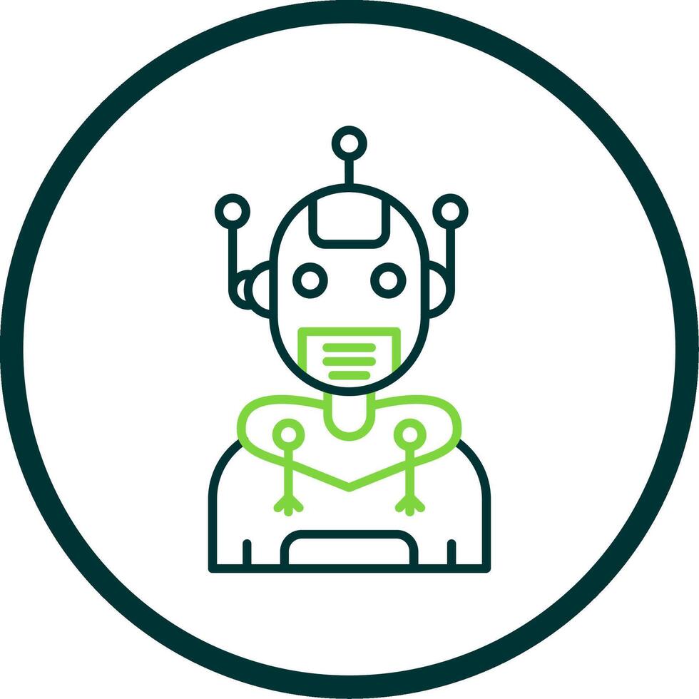 Robot Line Circle Icon vector