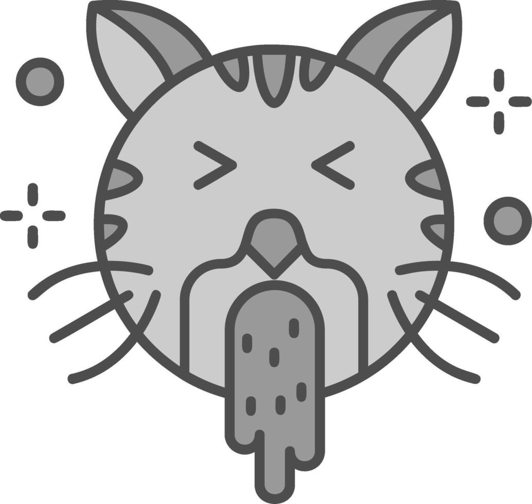 Vomit Line Filled Greyscale Icon vector