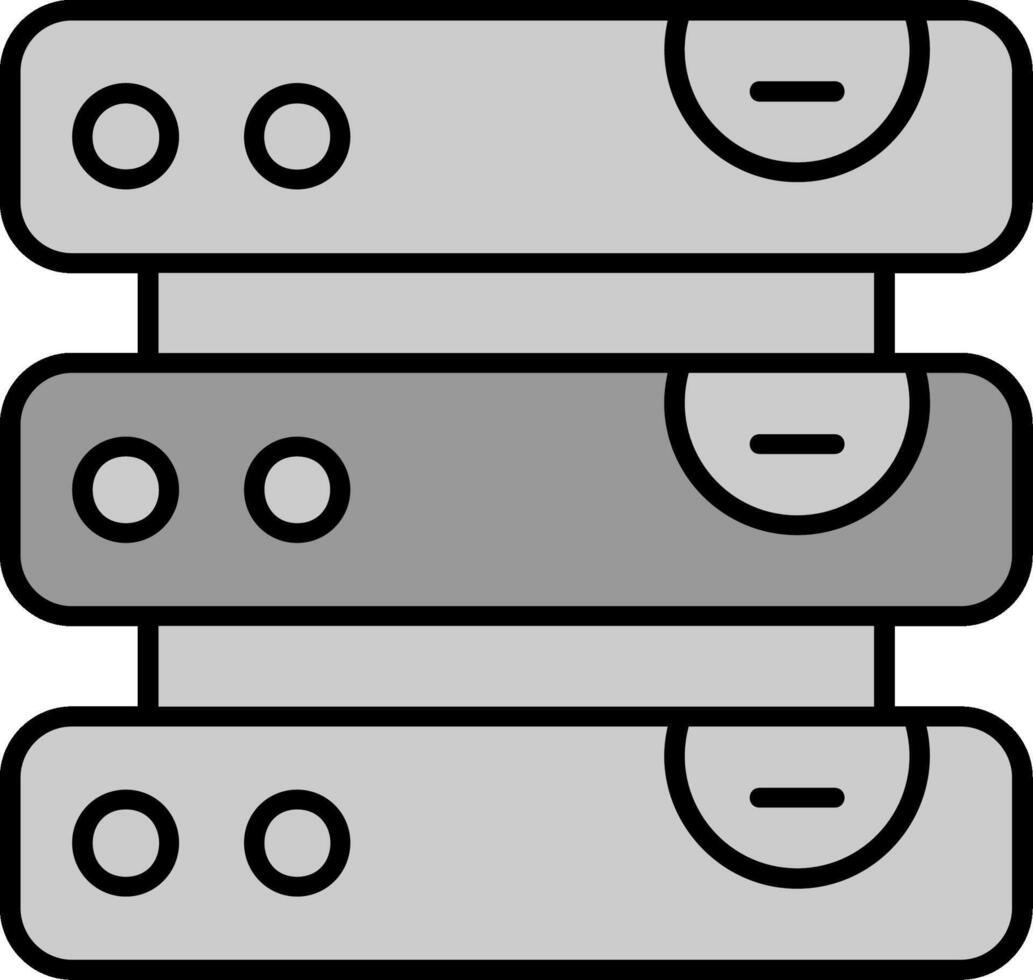 base de datos línea lleno escala de grises icono vector