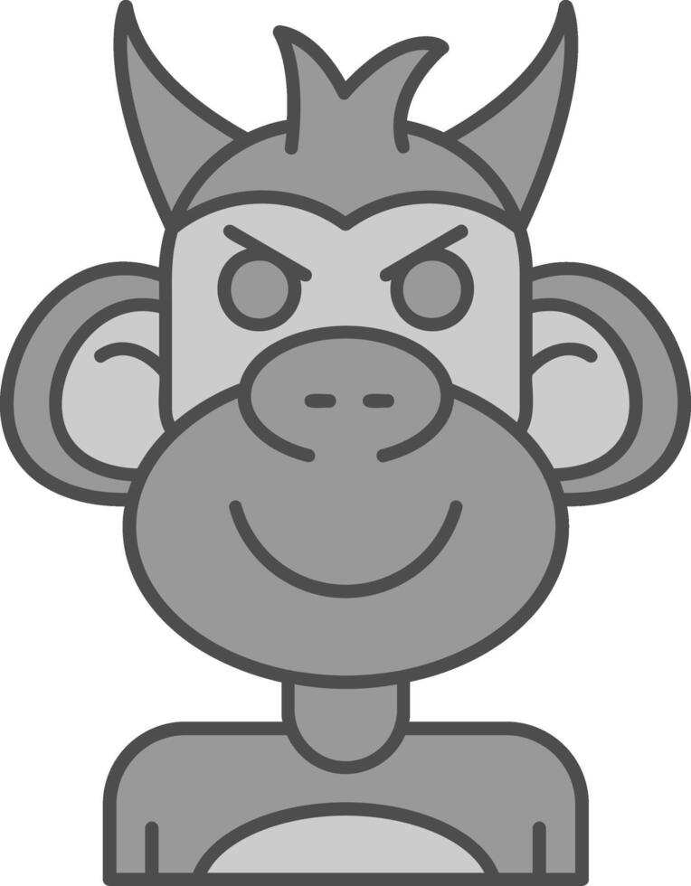 Demon Line Filled Greyscale Icon vector