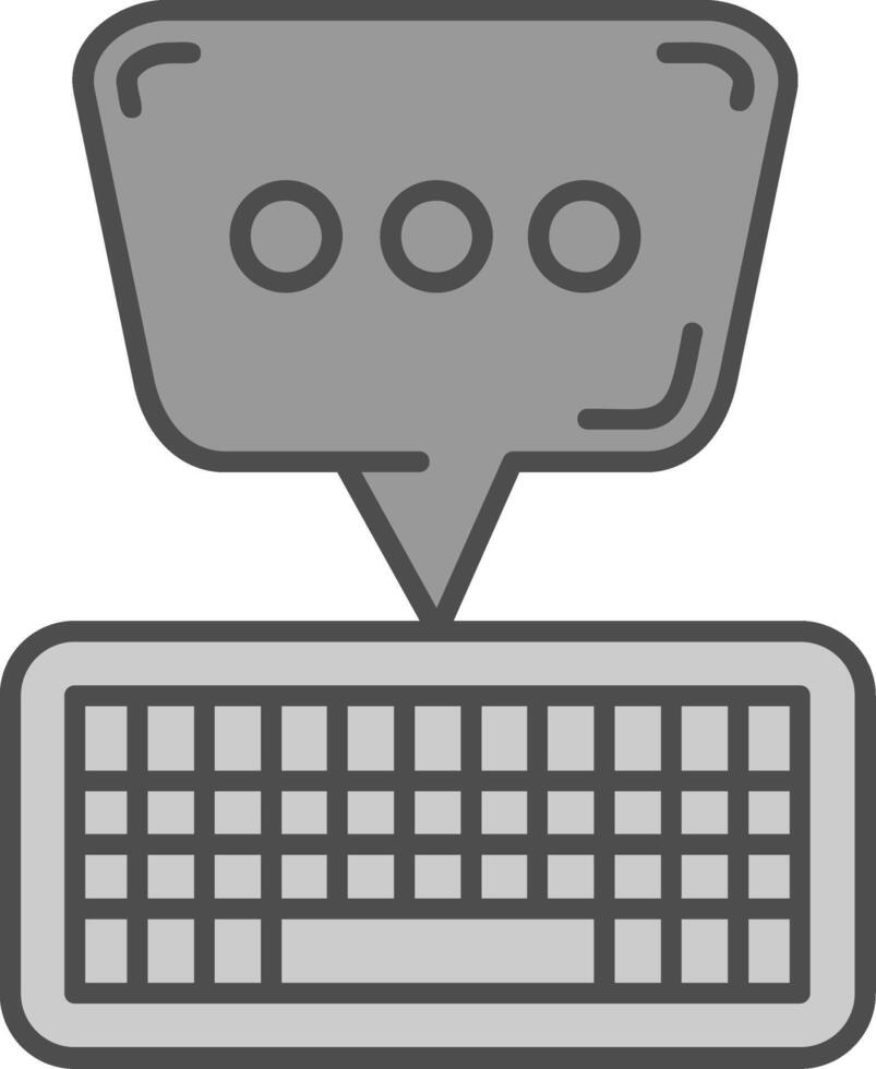 teclado línea lleno escala de grises icono vector