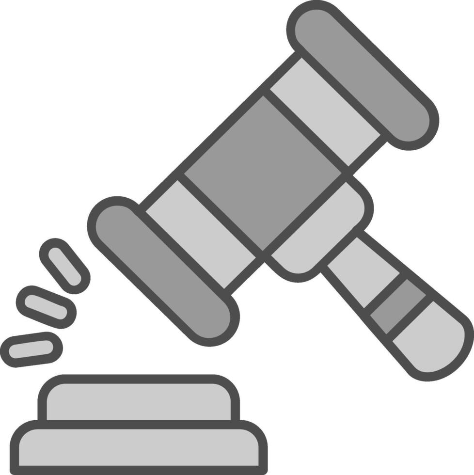 Gavel Line Filled Greyscale Icon vector