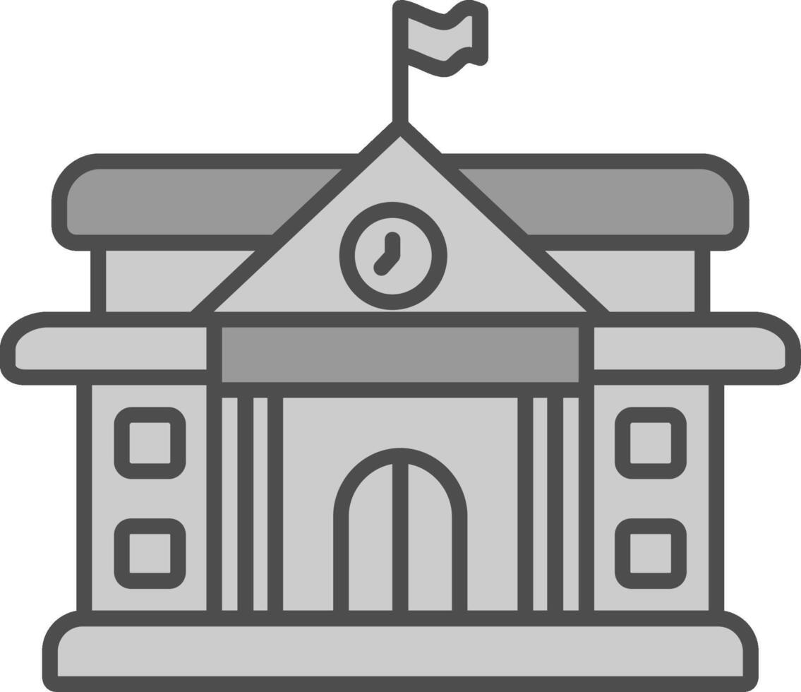 Universidad línea lleno escala de grises icono vector