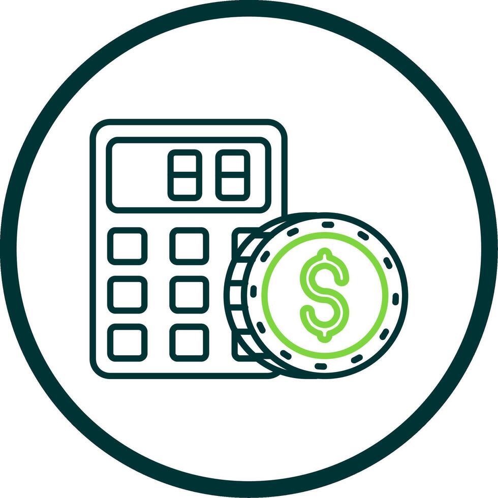 Calculator Line Circle Icon vector