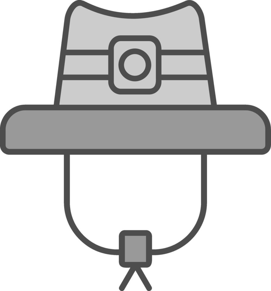 sombrero línea lleno escala de grises icono vector