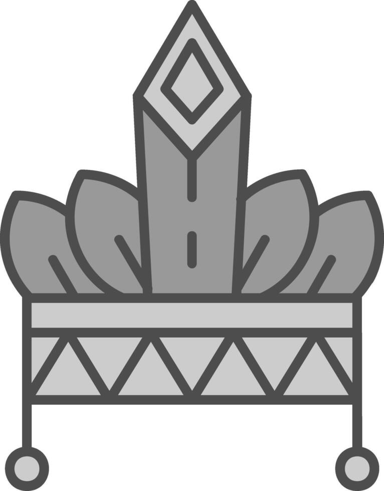 sombrero línea lleno escala de grises icono vector