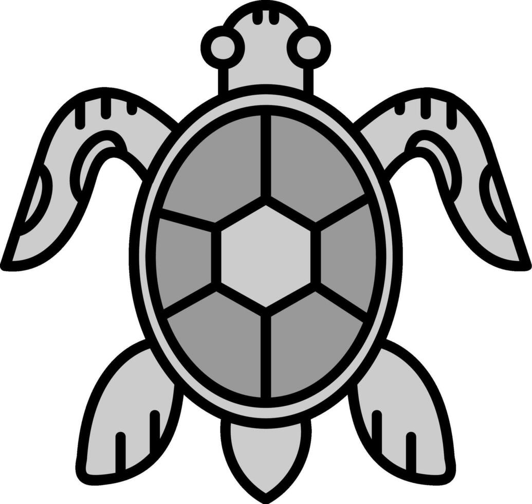 Tortuga línea lleno escala de grises icono vector