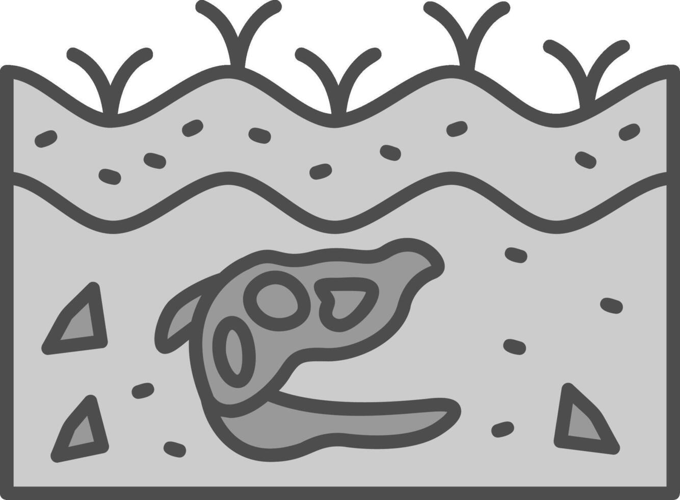 Fossil Line Filled Greyscale Icon vector