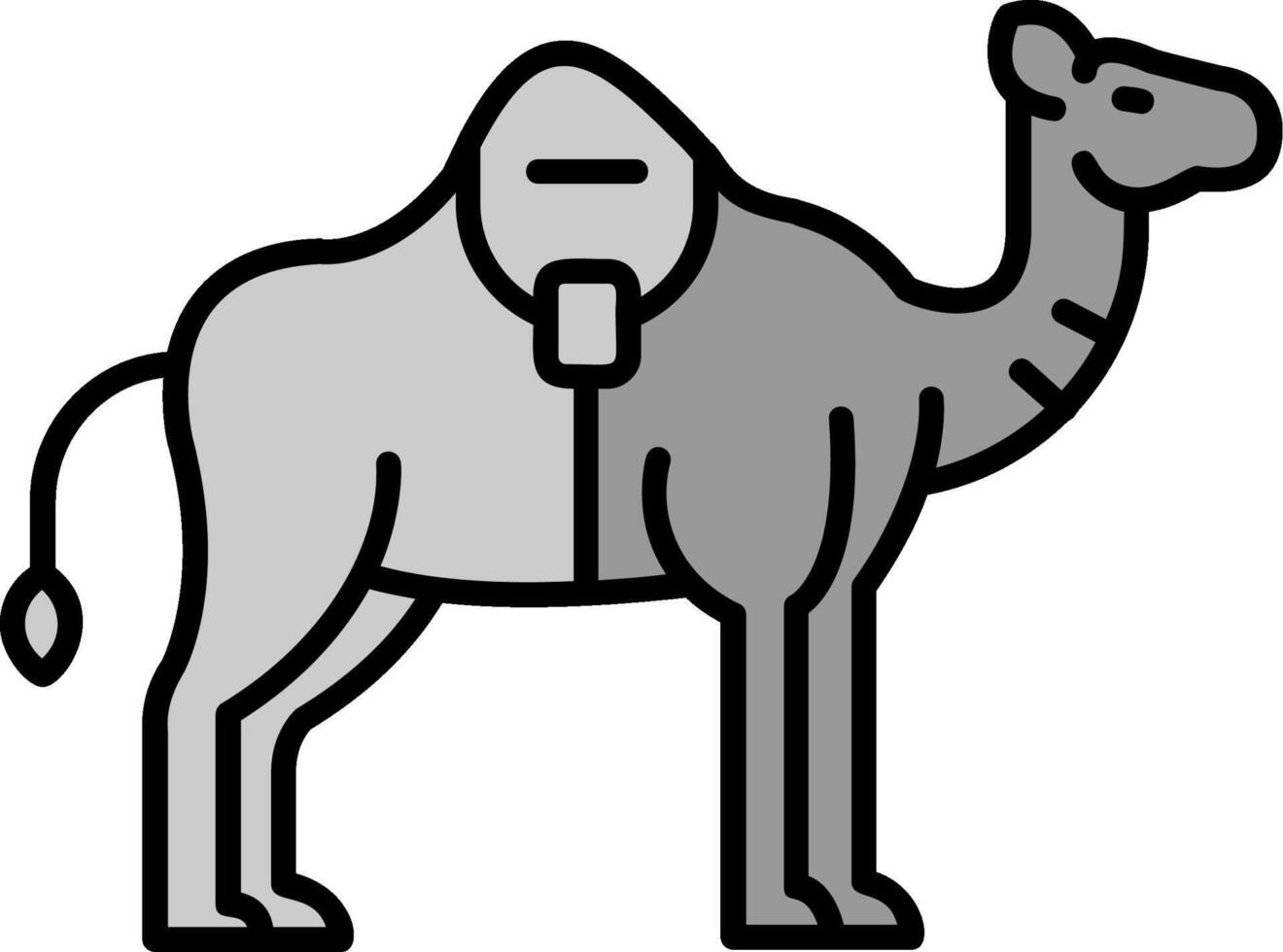 camello línea lleno escala de grises icono vector