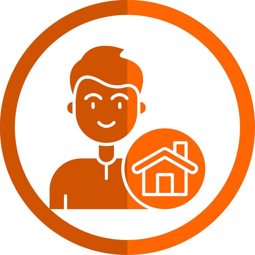 Home Glyph Orange Circle Icon vector