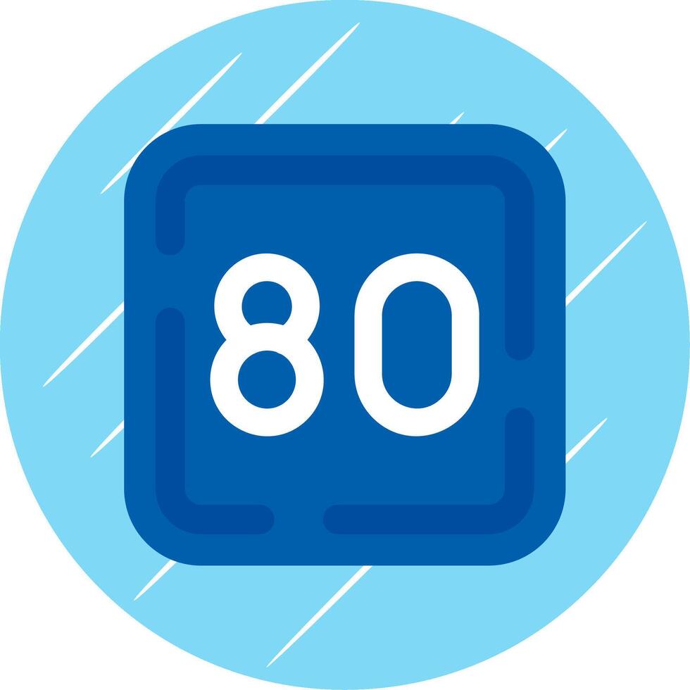 Eighty Flat Blue Circle Icon vector