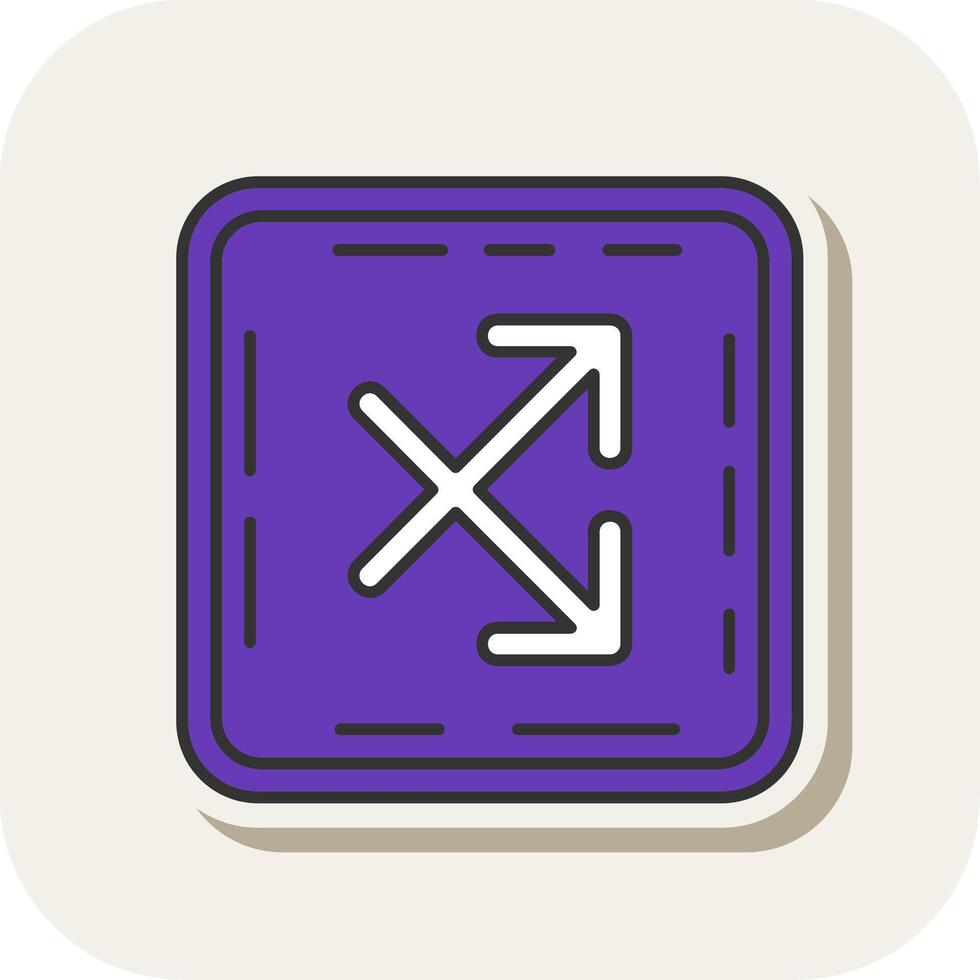 Intersect Line Filled White Shadow Icon vector