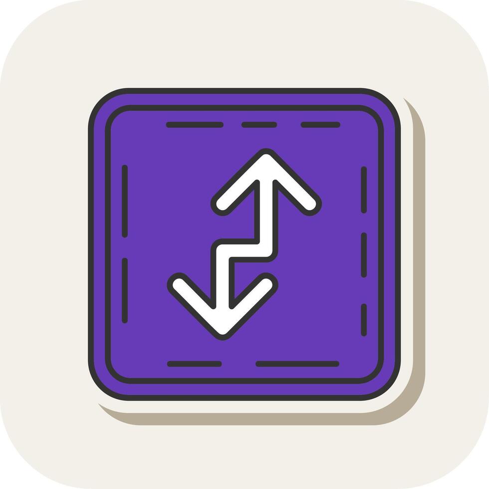 Zigzag Line Filled White Shadow Icon vector