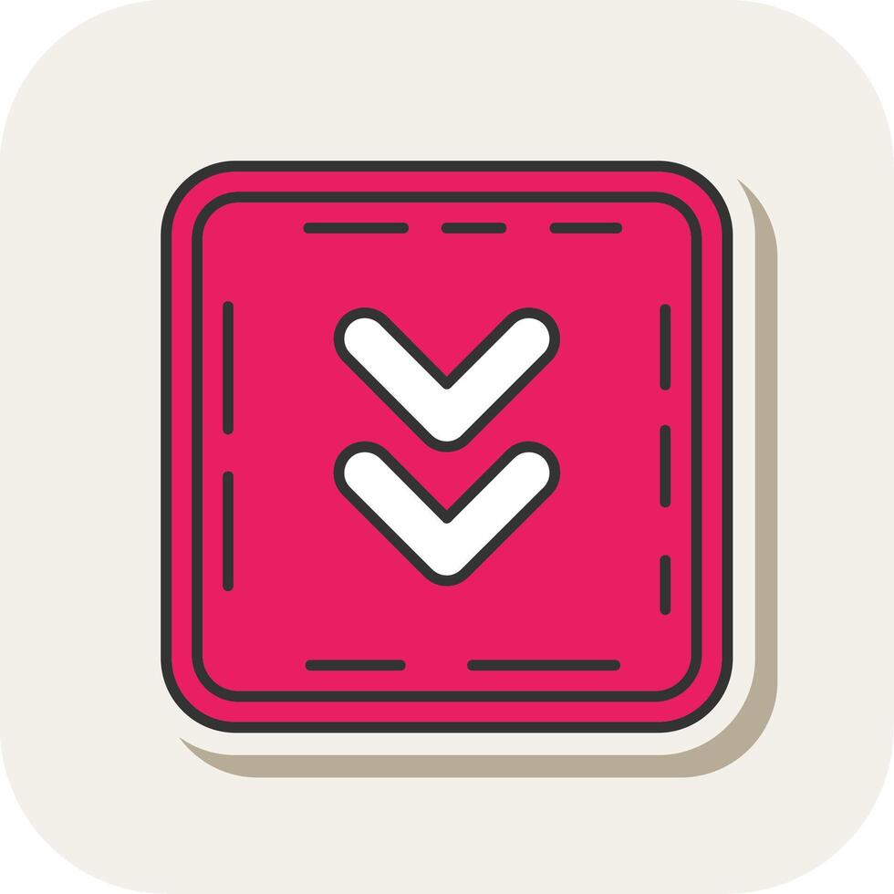 Chevron Line Filled White Shadow Icon vector