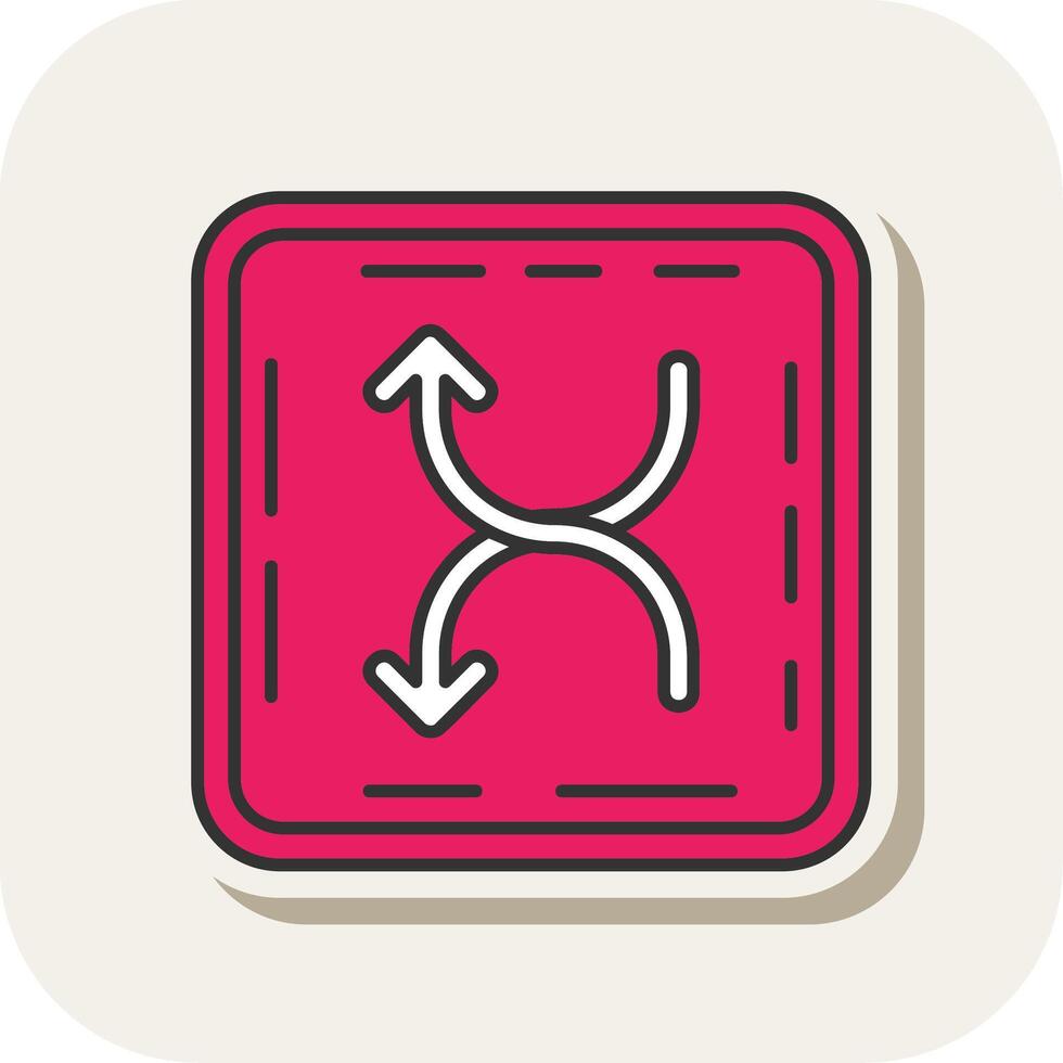 Shuffle Line Filled White Shadow Icon vector