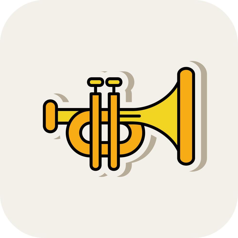 Trumpet Line Filled White Shadow Icon vector