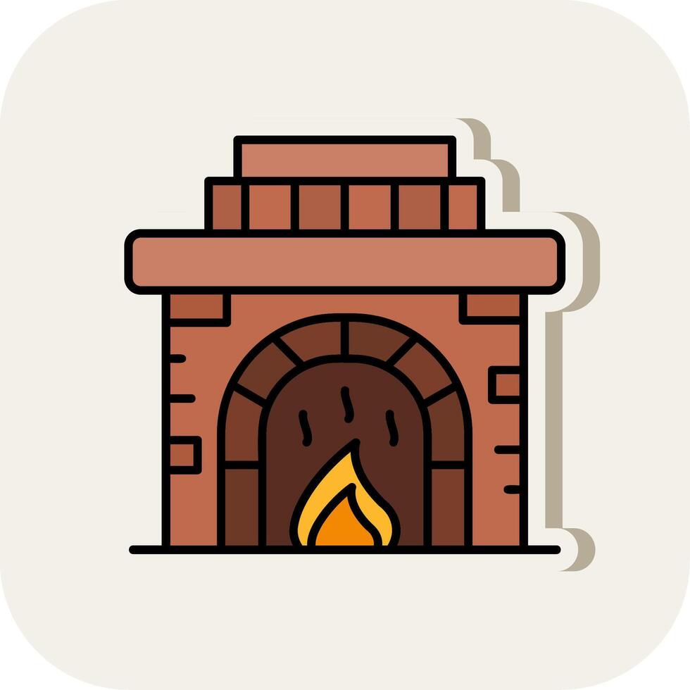 Fireplace Line Filled White Shadow Icon vector