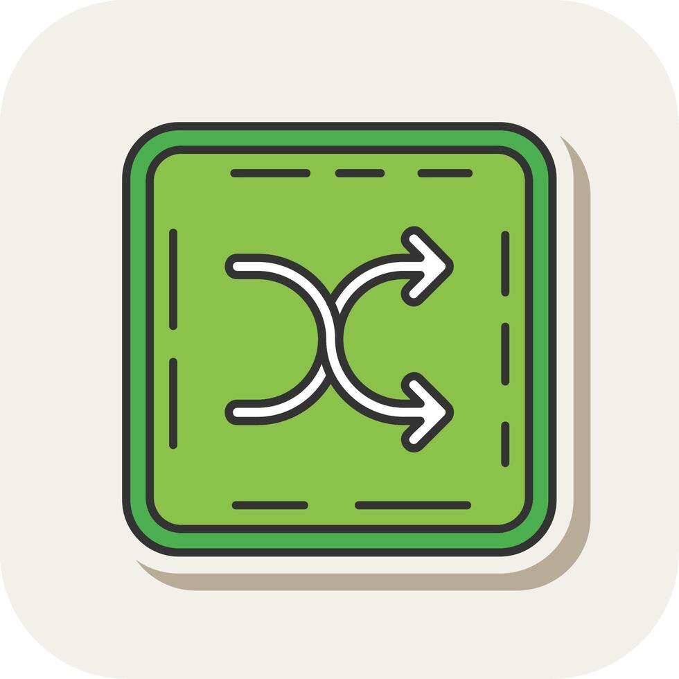 Shuffle Line Filled White Shadow Icon vector