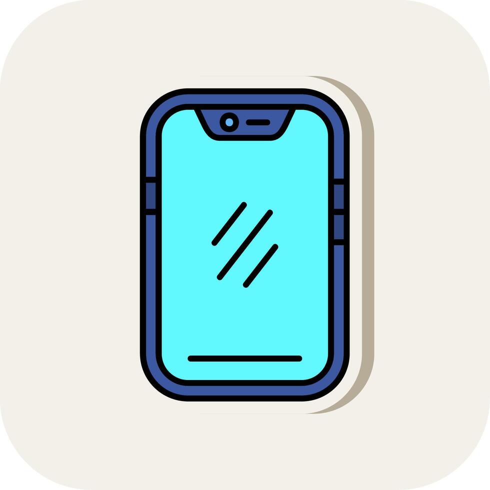 Smartphone Line Filled White Shadow Icon vector