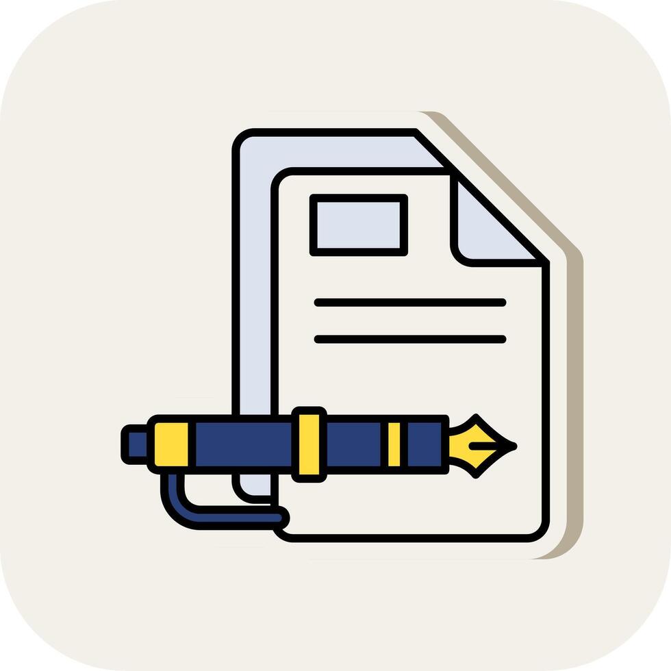 Document Line Filled White Shadow Icon vector