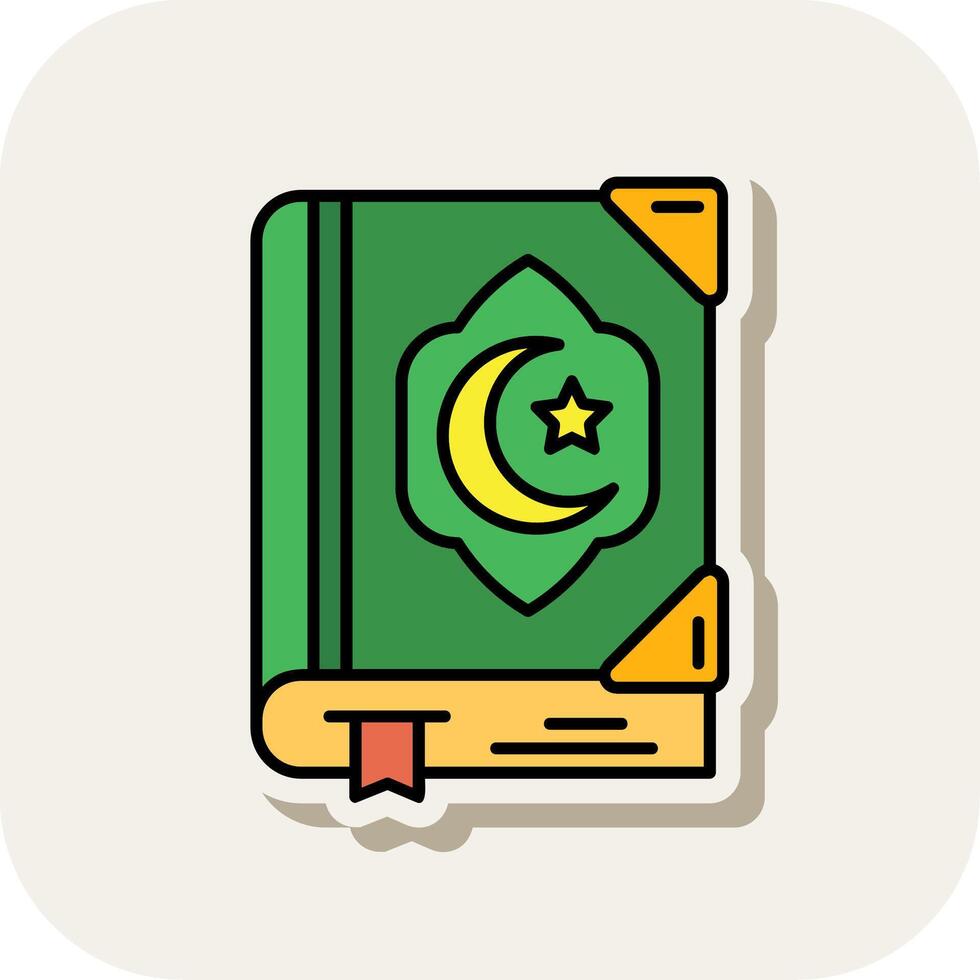 Quran Line Filled White Shadow Icon vector