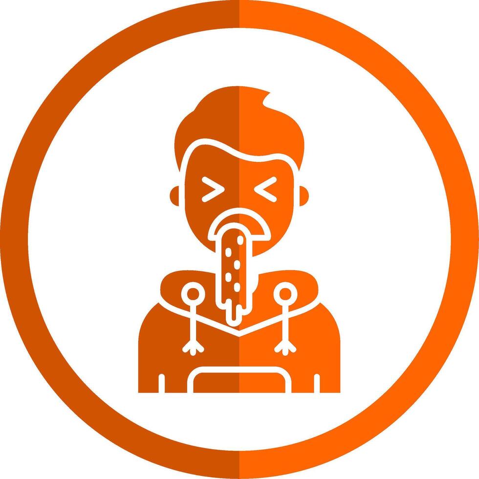 Vomit Glyph Orange Circle Icon vector